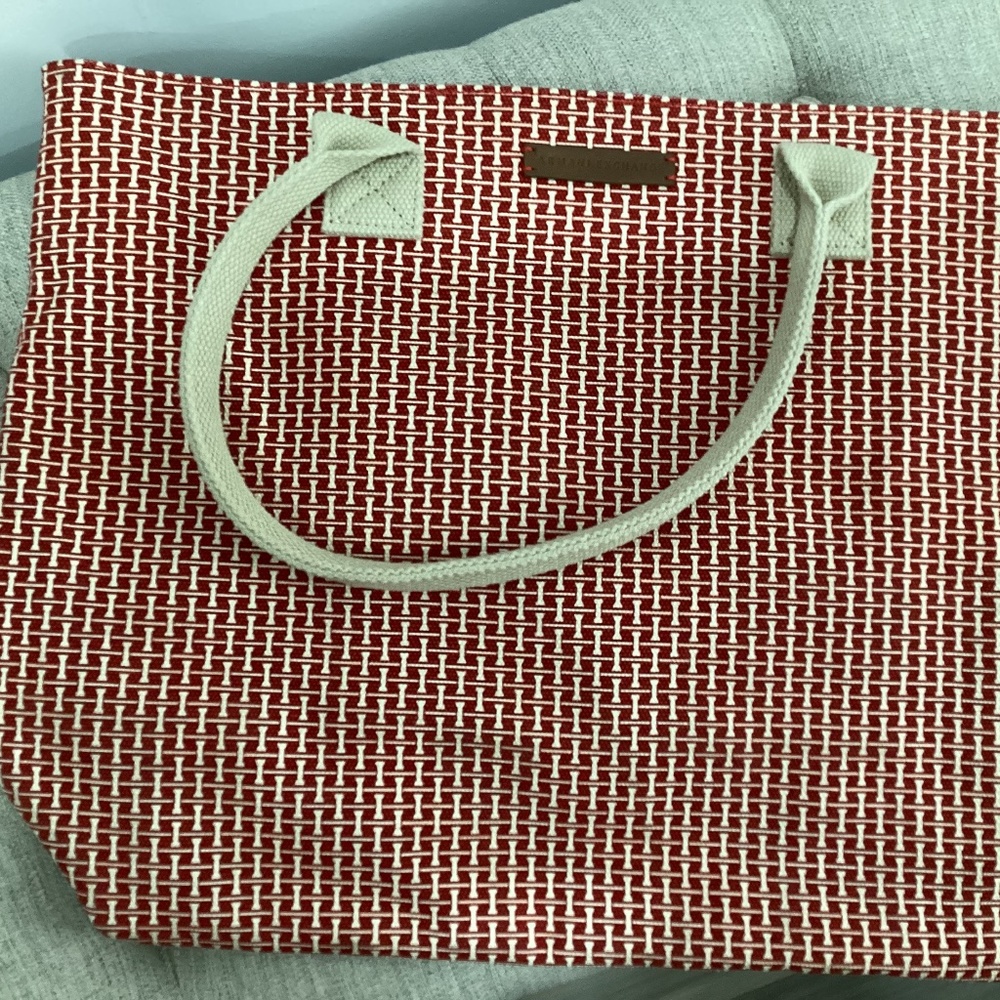 NWT ARMANI EXCHANGE A|X Women's Canvas Tote Bag red &white